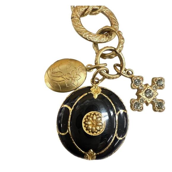 Vintage Catherine Popesco France charm Necklace Locket Crystals Enamel RARE 42" - Picture 7 of 9